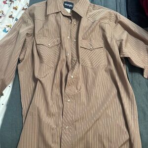 Wrangler Men's Pearlsnap Tan/Brown Shirt